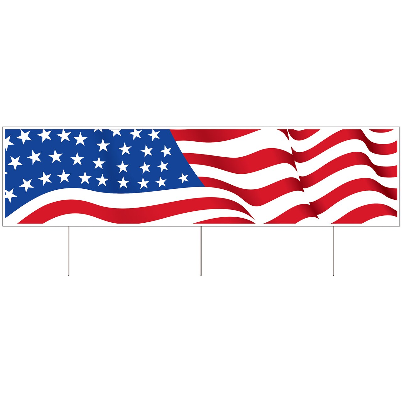 Beistle - 11.75" x 3' 11" - Multicolor - Tri-Fold American Flag Yard Sign - 6 Pieces